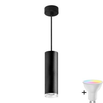 TURYN LED RGBW Dæmpbar Badeværelsespendel med Snor 1xGU10/6,5W/230V 2700-6500K Wi-Fi IP44 Sort
