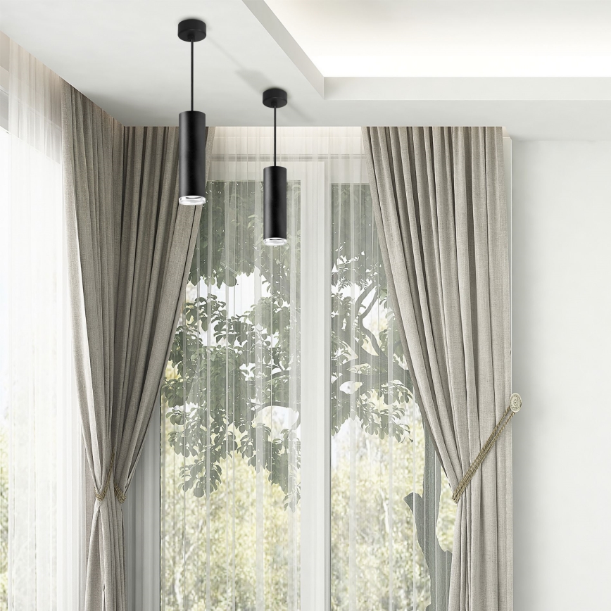 TURYN LED RGBW Dæmpbar Badeværelsespendel med Snor 1xGU10/6,5W/230V 2700-6500K Wi-Fi IP44 Sort