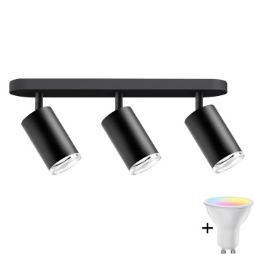 TURYN LED RGBW Støtbart badeværelsesspots 3xGU10/6,5W/230V 2700-6500K Wi-Fi IP44 sort