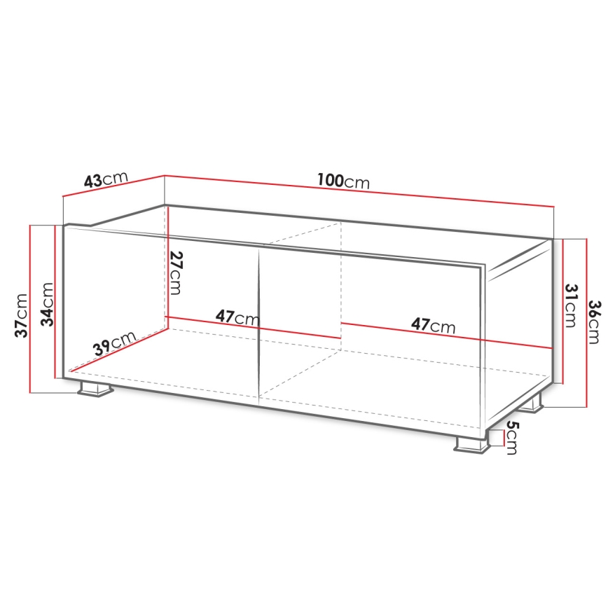 TV bord CALABRINI 37x100 cm sort