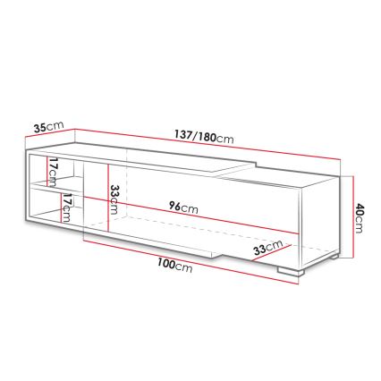 Tv-bord CLIF 40x180 cm hvid