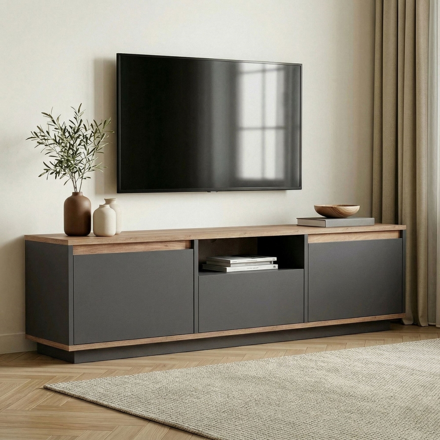 TV-bord KREDE 160x30 cm antracit/fyrretræ
