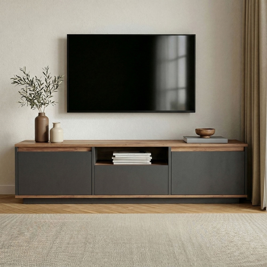 TV-bord KREDE 160x30 cm antracit/fyrretræ