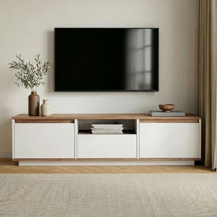 TV-bord KREDE 160x30 cm hvid/fyrretræ
