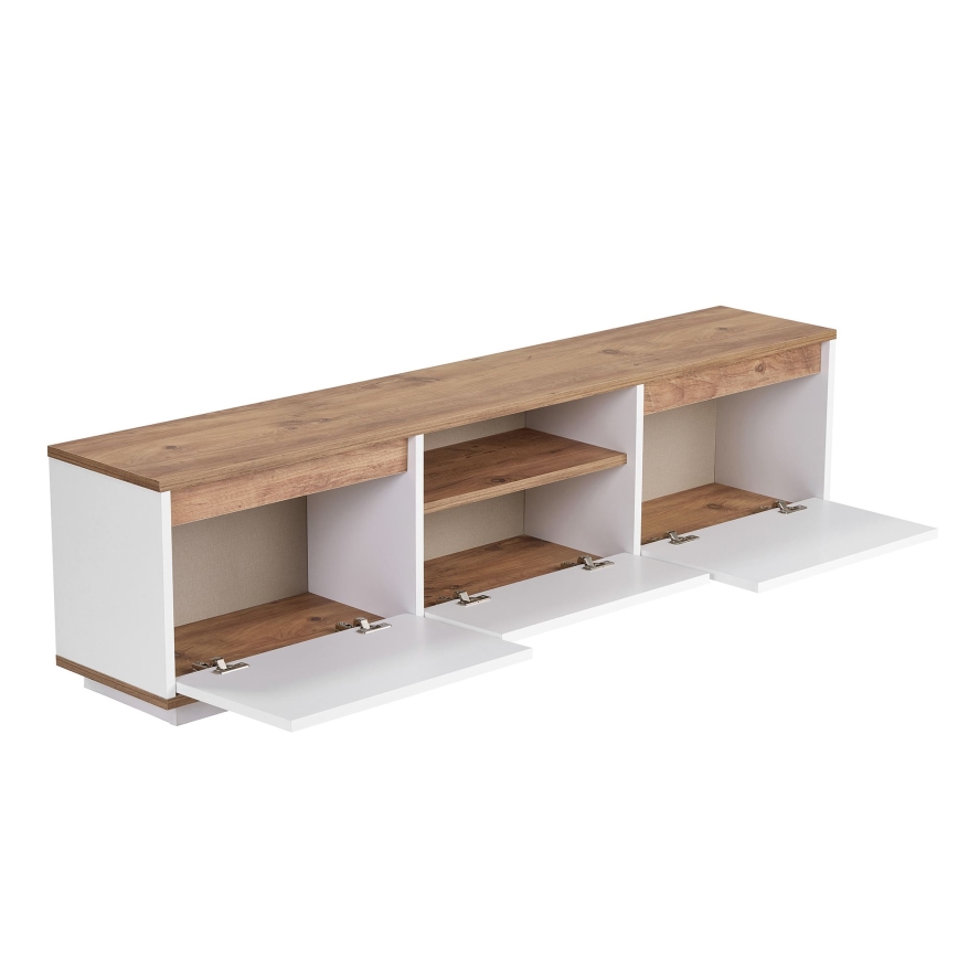 TV-bord KREDE 160x30 cm hvid/fyrretræ