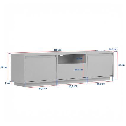 TV-bord KREDE 160x30 cm hvid/fyrretræ