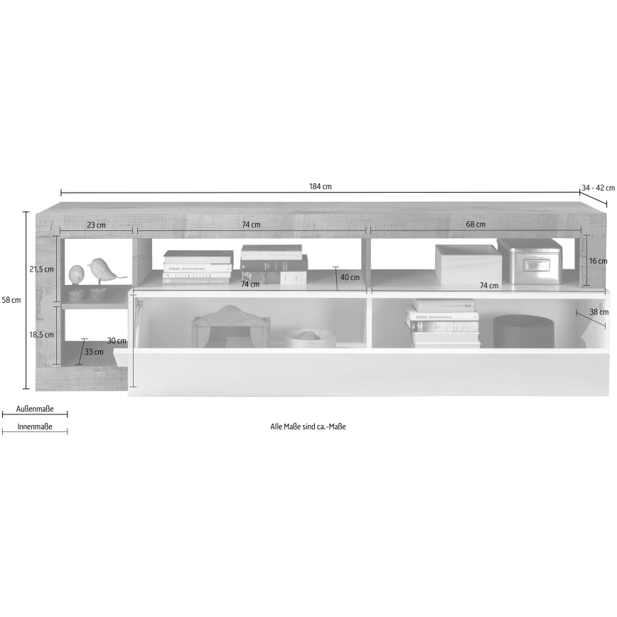 TV-bord LENOR hvid/antracit