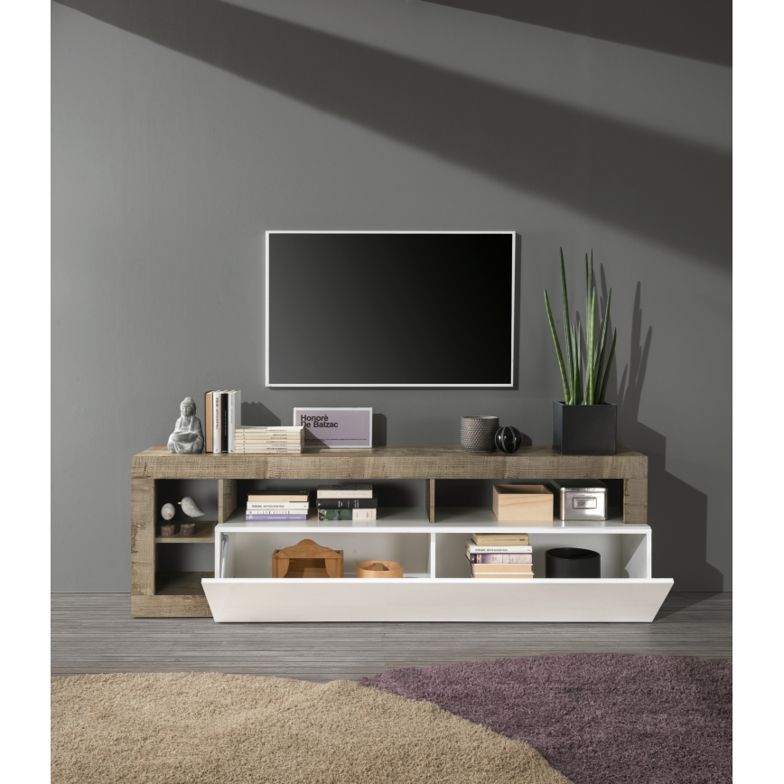 Tv-bord LENOR hvid/brun