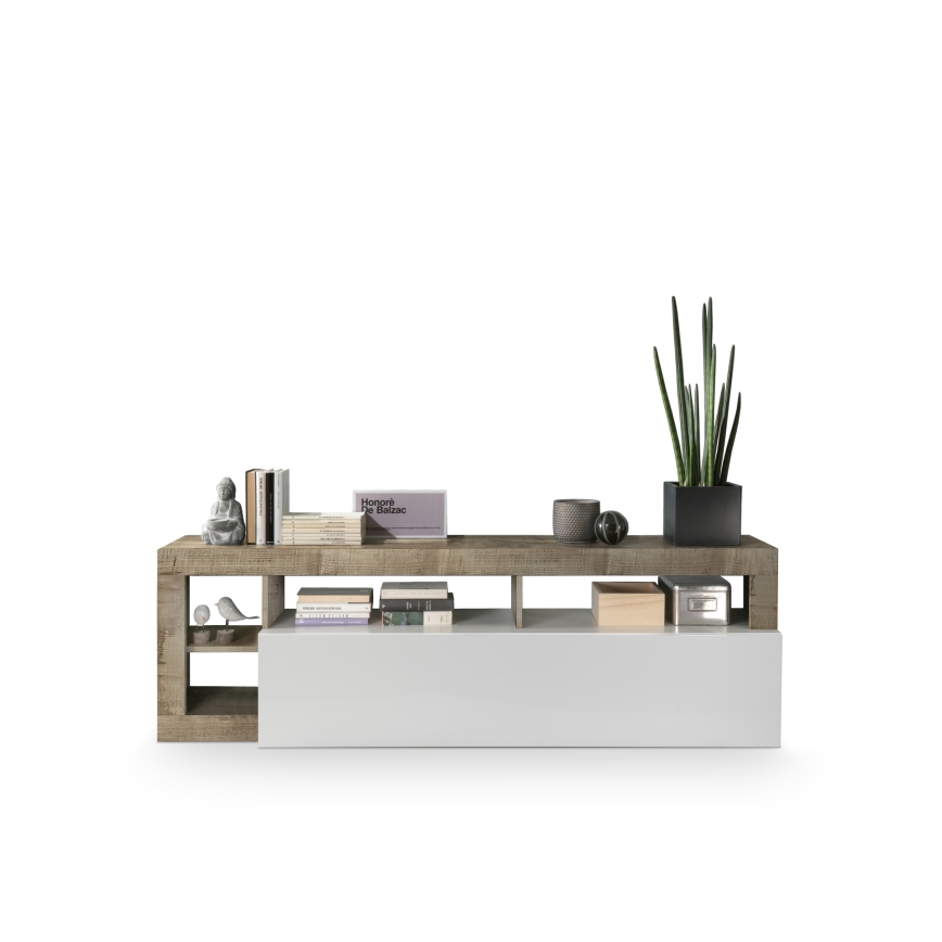 Tv-bord LENOR hvid/brun