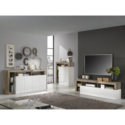 Tv-bord LENOR hvid/brun