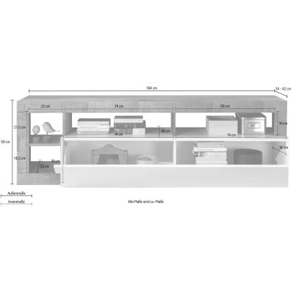 Tv-bord LENOR hvid/brun