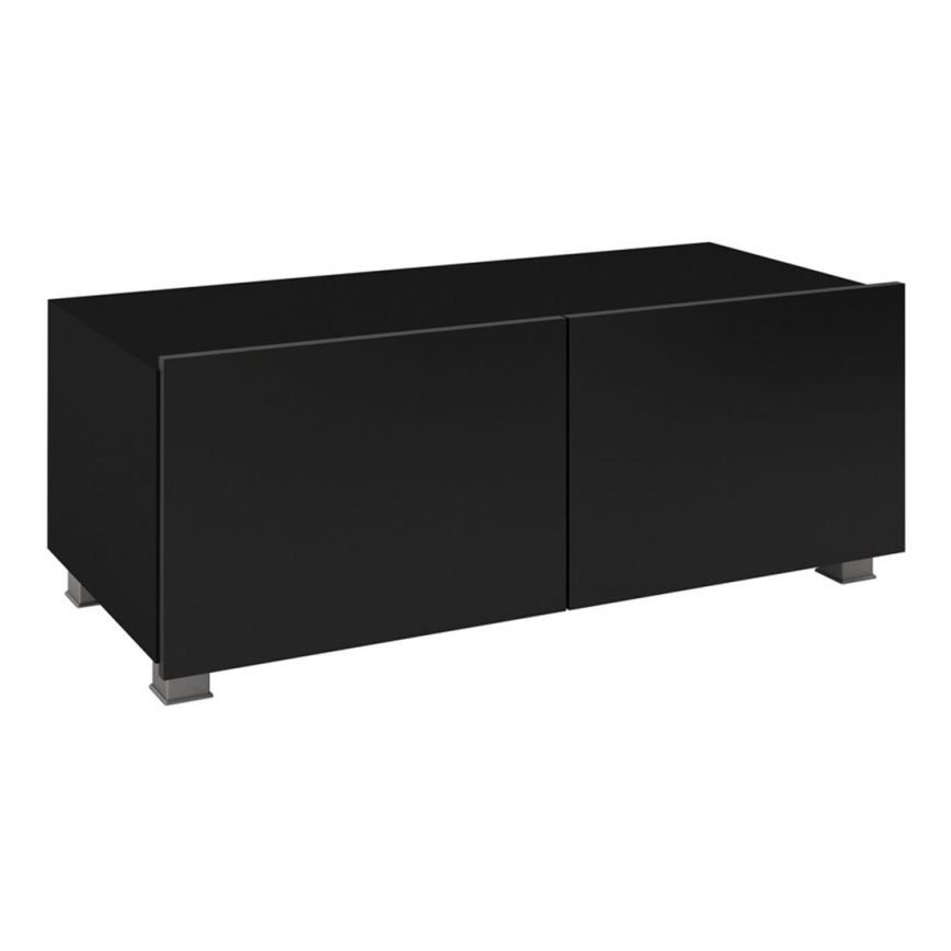 TV bord PAVO 37x100 cm skinnende sort/mat sort