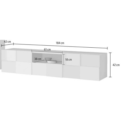 TV-bord SERIAN 184x42x42 cm hvid