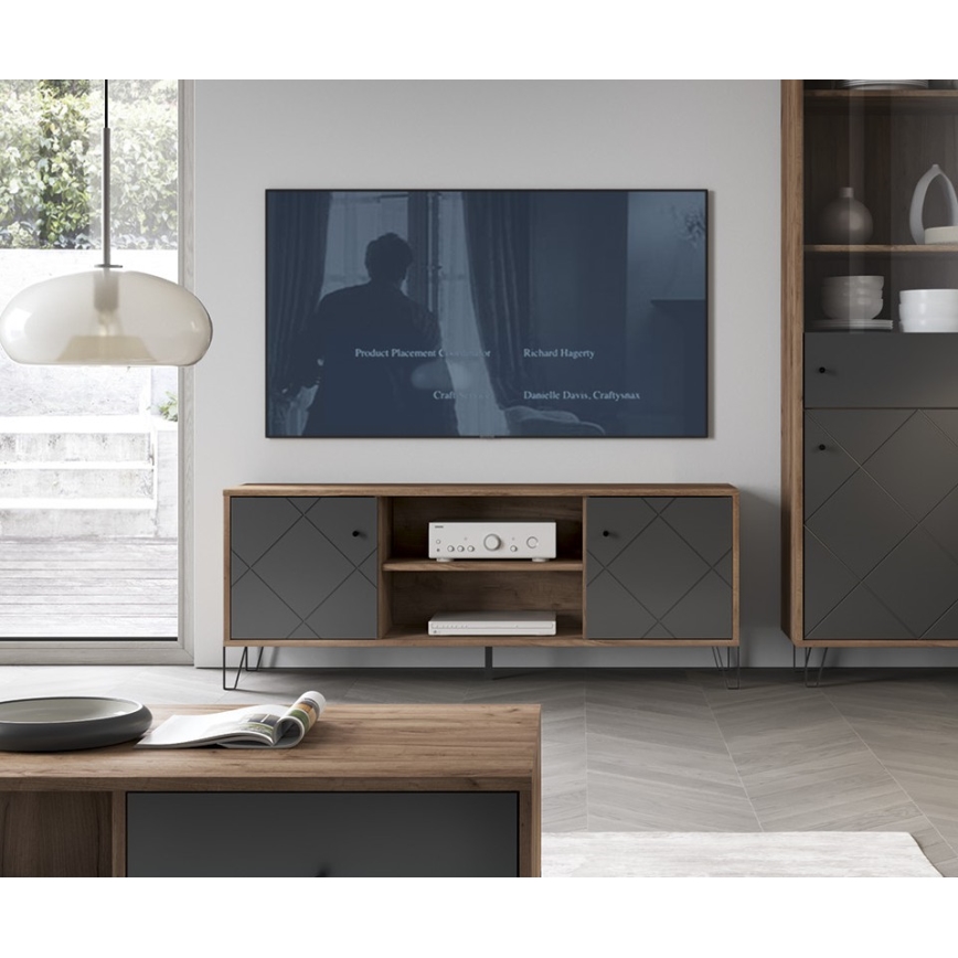 TV-bord SULA craft-eg/sort