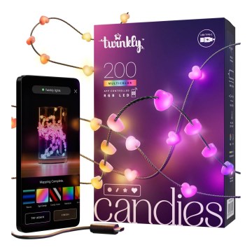 Twinkly - dæmpbar RGB LED-lyskæde CANDIES, 200 LED, 14 m, USB, Wi-Fi