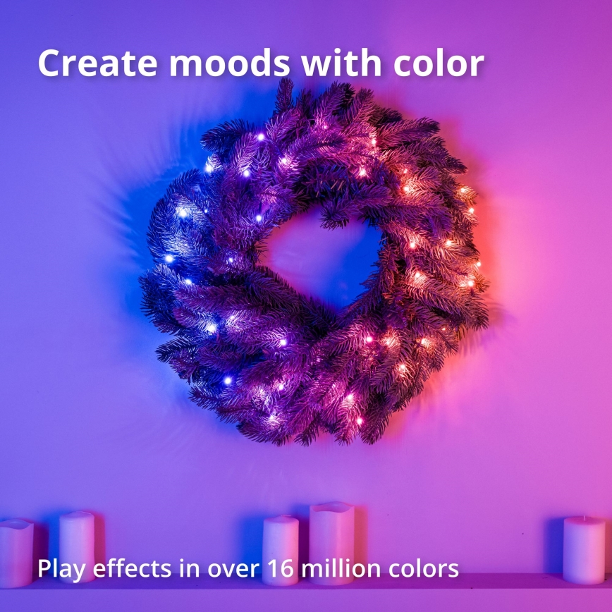 Twinkly - LED RGB Dæmpbar Julekrans 50xLED diameter 60 cm Wi-Fi