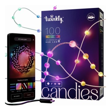 Twinkly - LED lyskæde m. RGB-farver dæmpbar CANDIES 100xLED 8 m USB Wi-Fi