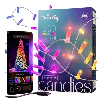 Twinkly - LED lyskæde m. RGB-farver dæmpbar CANDIES 200xLED 14 m USB Wi-Fi