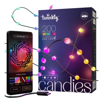 Twinkly - LED lyskæde m. RGB-farver dæmpbar CANDIES 200xLED 14 m USB Wi-Fi
