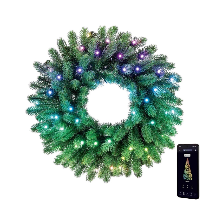 Twinkly - LED RGB Dæmpbar Julekrans 50xLED diameter 60 cm Wi-Fi
