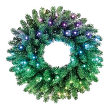 Twinkly - LED RGB Dæmpbar Julekrans PRE-LIT WREATH 50xLED diameter 61 cm Wi-Fi