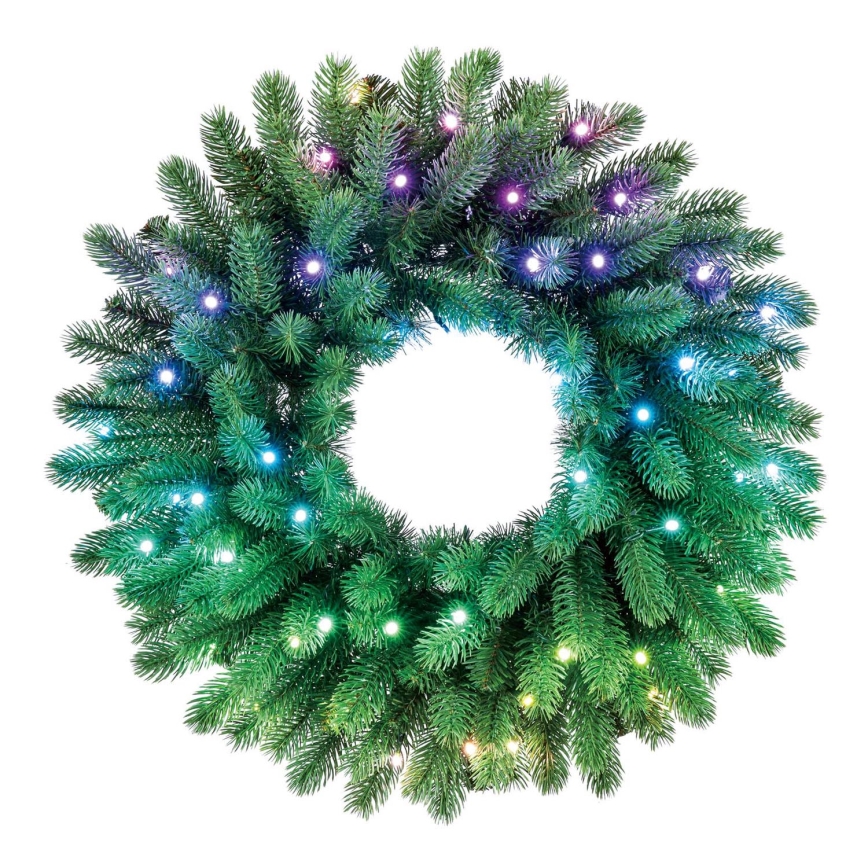 Twinkly - LED RGB Dæmpbar Julekrans PRE-LIT WREATH 50xLED diameter 61 cm Wi-Fi