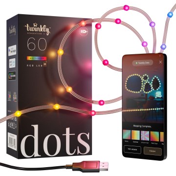Twinkly - LED RGB Dæmpbar julekæde DOTS 60xLED 7 m USB Wi-Fi