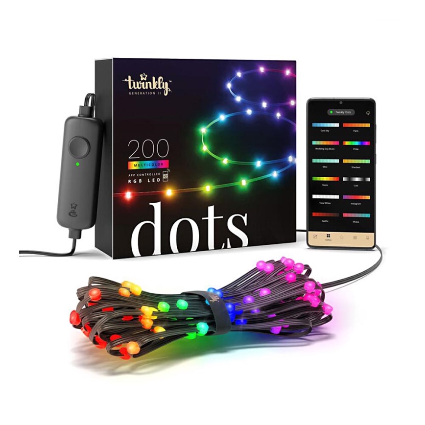 Twinkly - LED RGB Udendørs dæmpbar lysbånd DOTS 200xLED 10 m IP44 WiFi