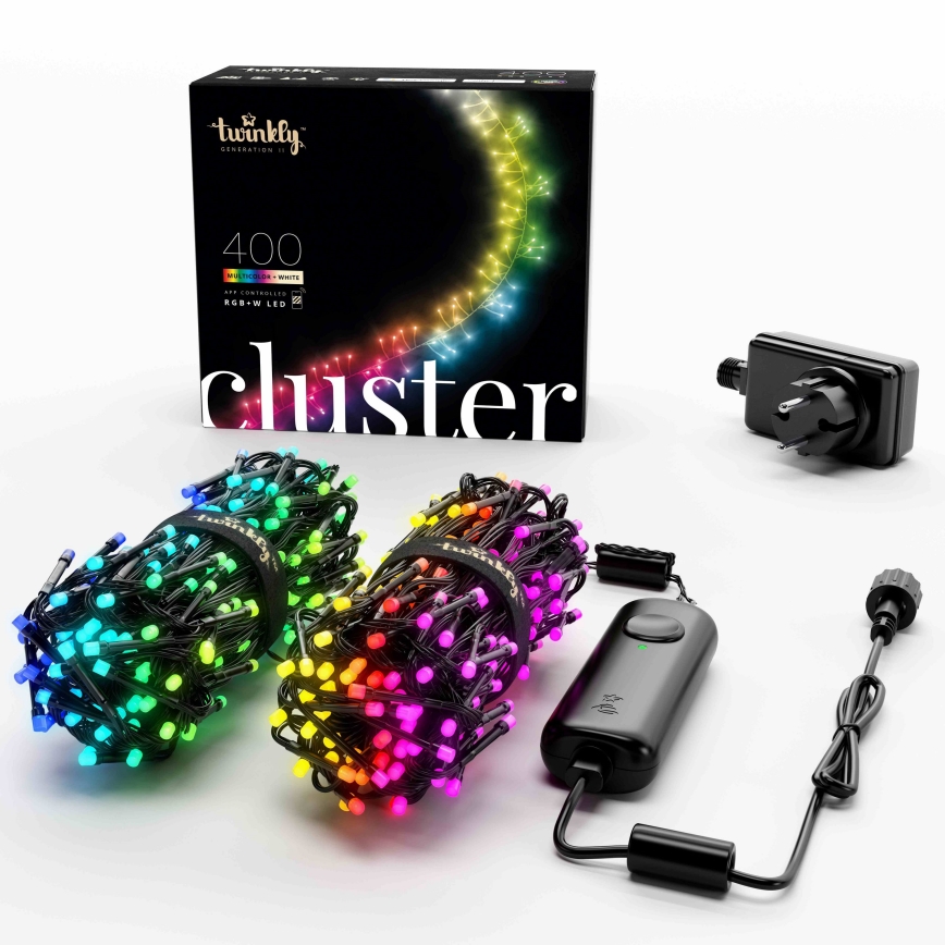 Twinkly - LED RGBW Dæmpbar udendørs julekæde CLUSTER 400xLED 9,5m IP44 Wi-Fi
