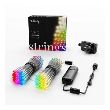 Twinkly - LED RGBW Dæmpbar udendørs julelyskæde STRINGS 250xLED 23,5m IP44 Wi-Fi