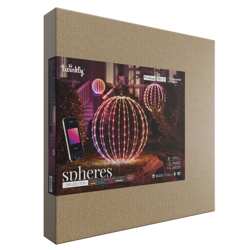 Twinkly - dæmpbar LED RGBW udendørs dekoration SPHERE 210xLED IP44 Wi-Fi