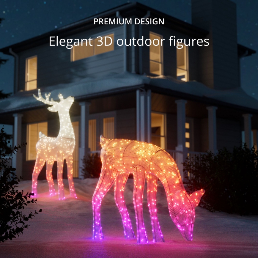Twinkly TW3RD140SPP-TEU - Udendørs LED rensdyr m. RGBW-farver dæmpbar 160xLED IP44 Wi-Fi