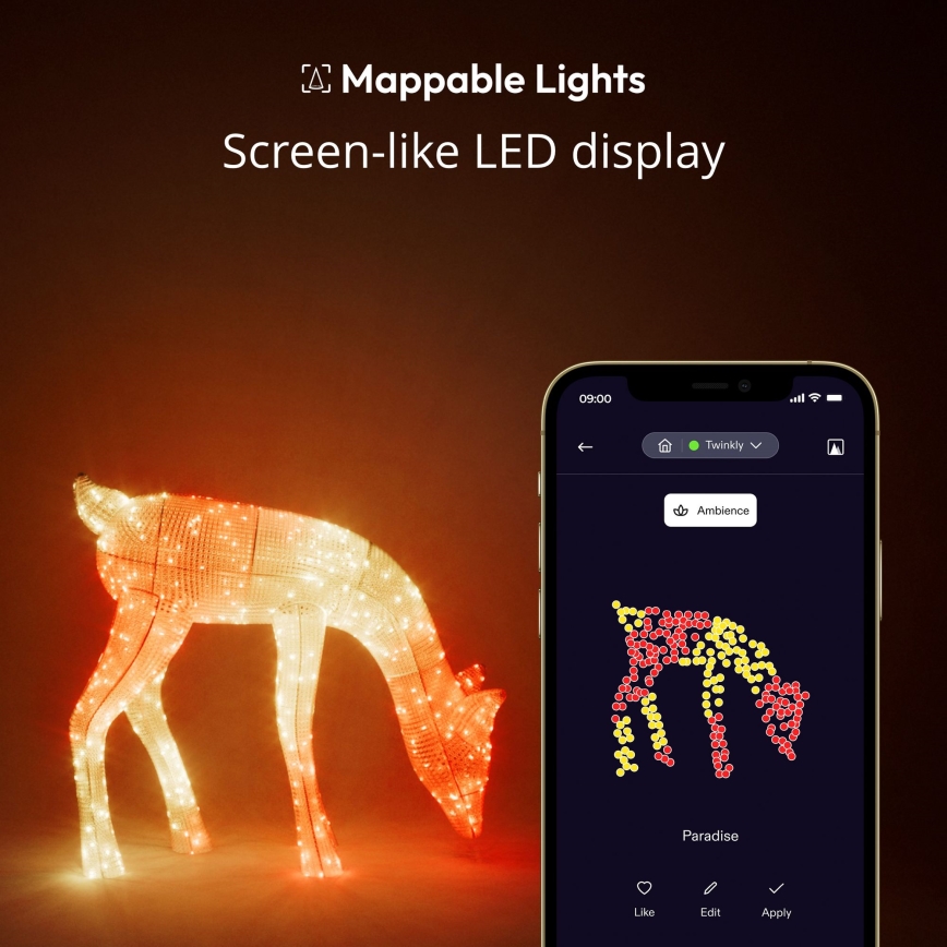 Twinkly TW3RD140SPP-TEU - Udendørs LED rensdyr m. RGBW-farver dæmpbar 160xLED IP44 Wi-Fi