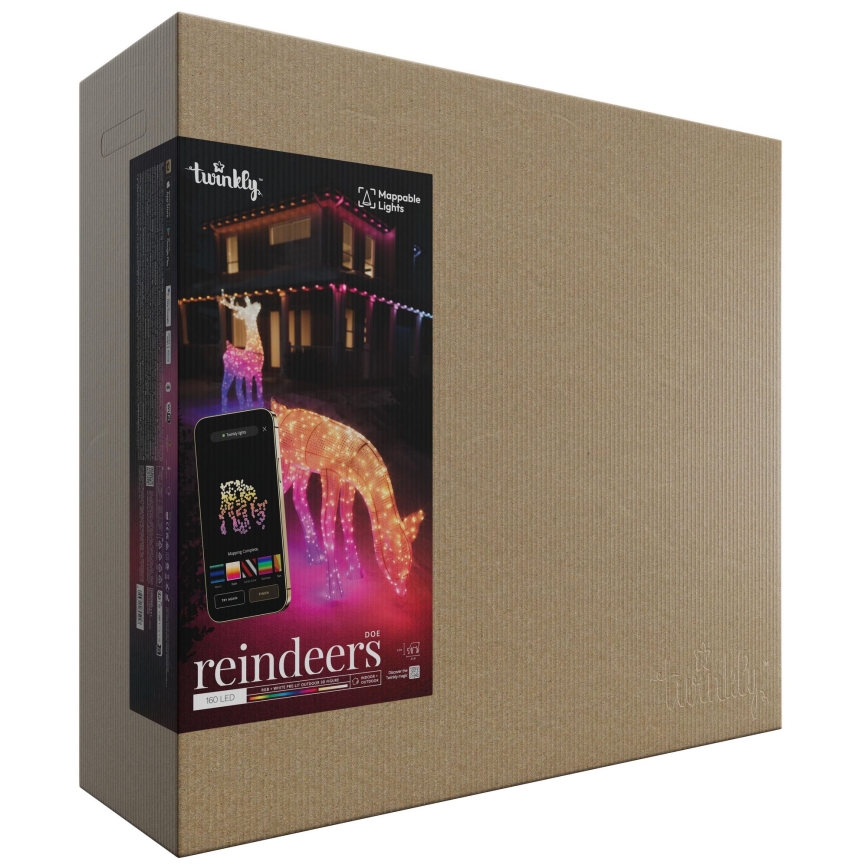 Twinkly TW3RD140SPP-TEU - Udendørs LED rensdyr m. RGBW-farver dæmpbar 160xLED IP44 Wi-Fi