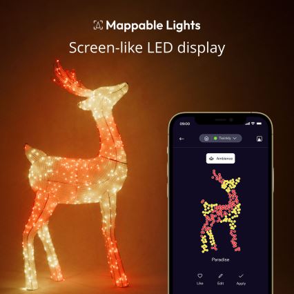 Twinkly TW3RS200SPP-TEU - Udendørs LED rensdyr m. RGBW-farver dæmpbar  240xLED IP44 Wi-Fi