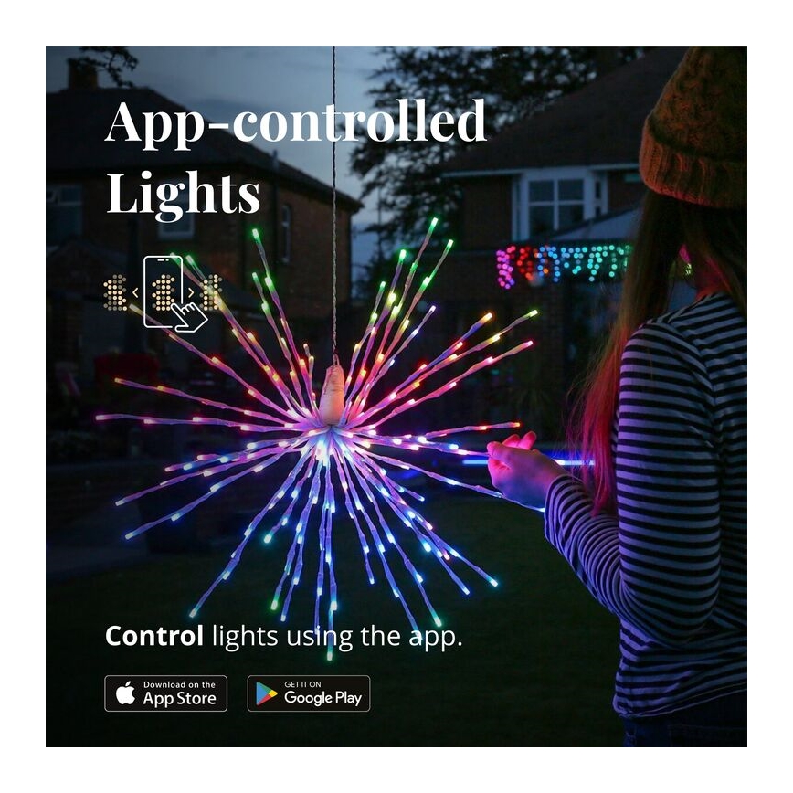 Twinkly - LED RGB Dæmpbar udendørs julestjerne SPRITZER 200xLED IP44 Wi-Fi