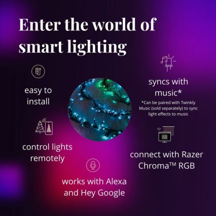 Twinkly - LED RGBW Dæmpbar udendørs julekæde CLUSTER 400xLED 9,5m IP44 Wi-Fi