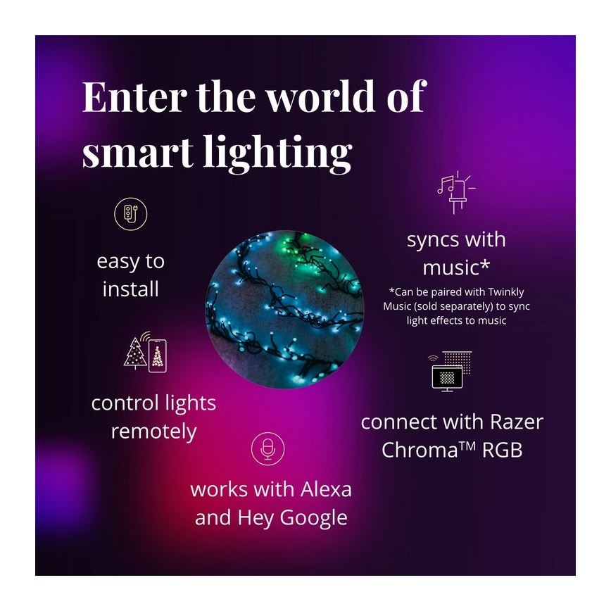 Twinkly - LED RGBW Dæmpbar udendørs julekæde CLUSTER 400xLED 9,5m IP44 Wi-Fi