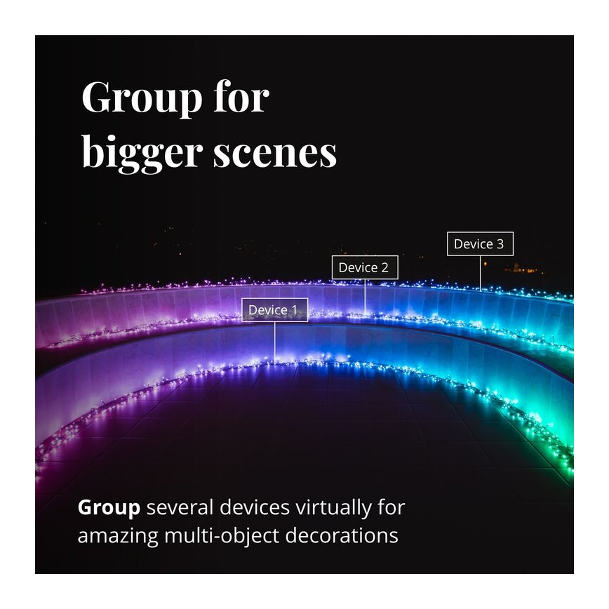 Twinkly - LED RGBW Dæmpbar udendørs julekæde CLUSTER 400xLED 9,5m IP44 Wi-Fi