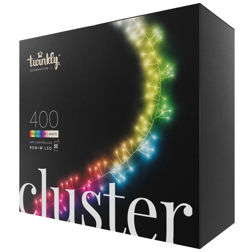 Twinkly - LED RGBW Dæmpbar udendørs julekæde CLUSTER 400xLED 9,5m IP44 Wi-Fi