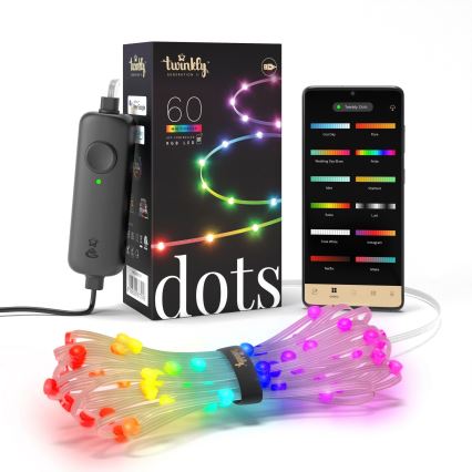 Twinkly - RGB-LED dæmpbar lyskæde DOTS 60 LED 7 m USB Wi-Fi