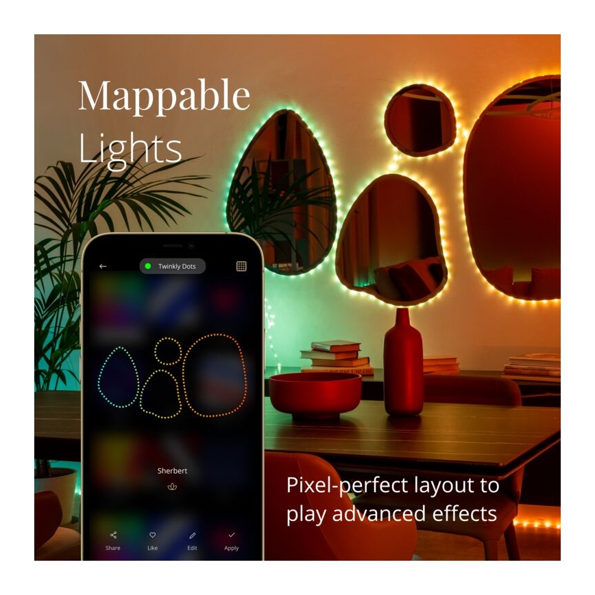 Twinkly - LED RGB Udendørs dæmpbar lysbånd DOTS 400xLED 20 m IP44 Wi-Fi