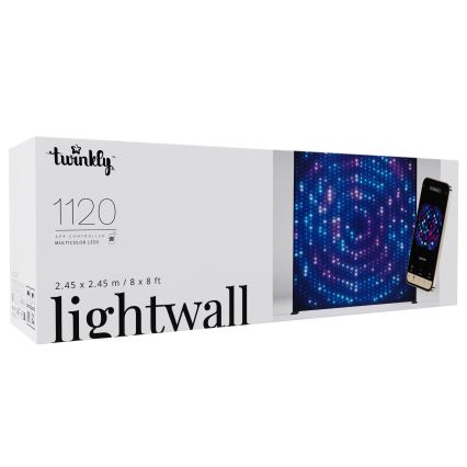 Twinkly - LED RGBW Dæmpbar udendørs julegardin LIGHTWALL 1120xLED 2,6x2,7 m IP44 Wi-Fi + Music Dongle