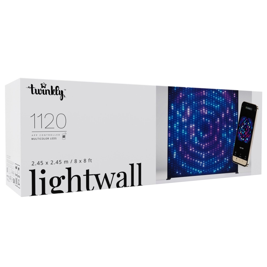 Twinkly - LED RGBW Dæmpbar udendørs julegardin LIGHTWALL 1120xLED 2,6x2,7 m IP44 Wi-Fi + Music Dongle