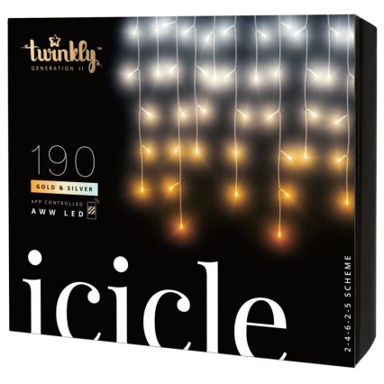 Twinkly - LED Dæmpbar udendørs Lysgardin ICICLE 190xLED 11,5 m IP44 Wi-Fi