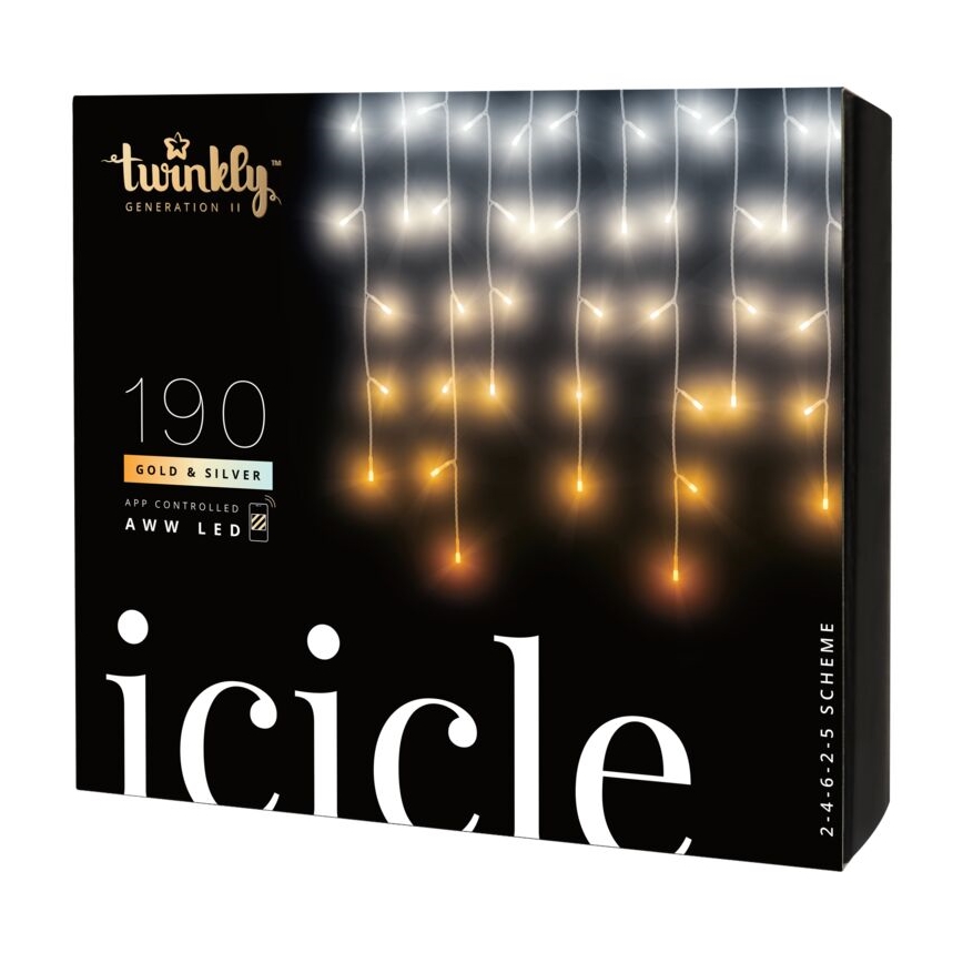 Twinkly - LED Dæmpbar udendørs Lysgardin ICICLE 190xLED 11,5 m IP44 Wi-Fi