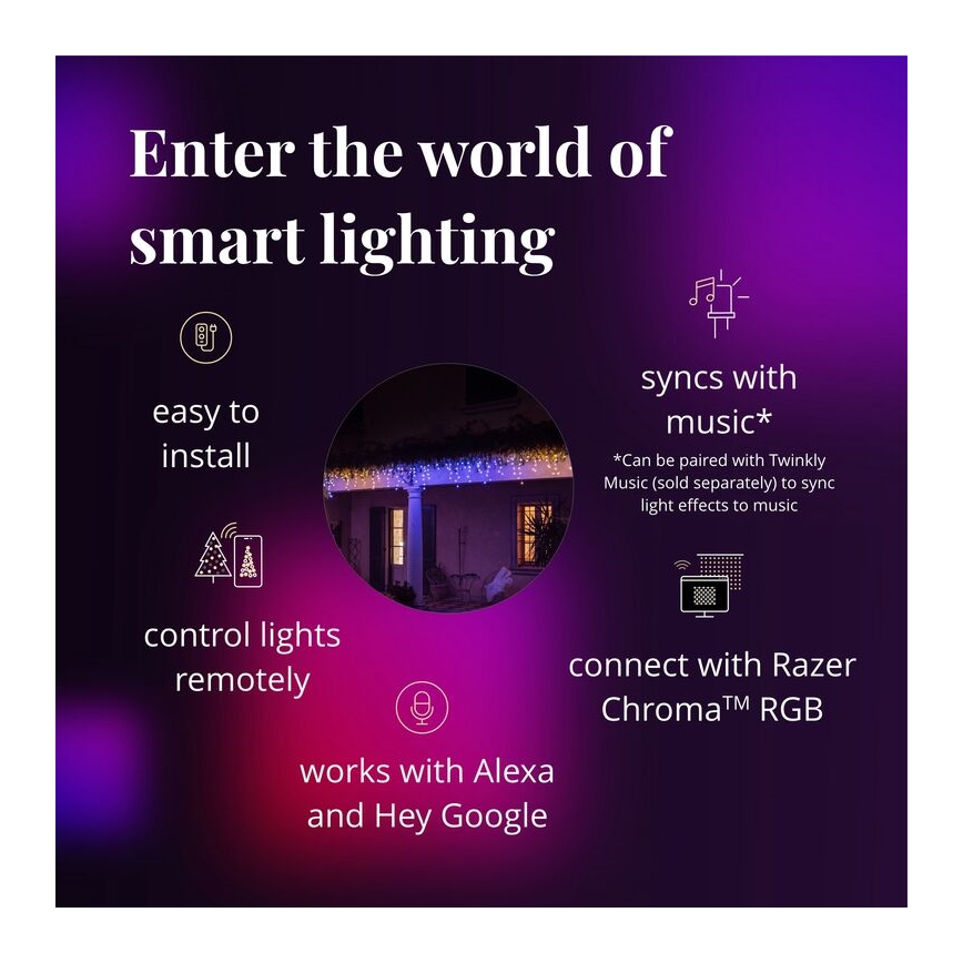 Twinkly - LED RGB Dæmpbar udendørs Lysgardin ICICLE 190xLED 11,5 m IP44 Wi-Fi