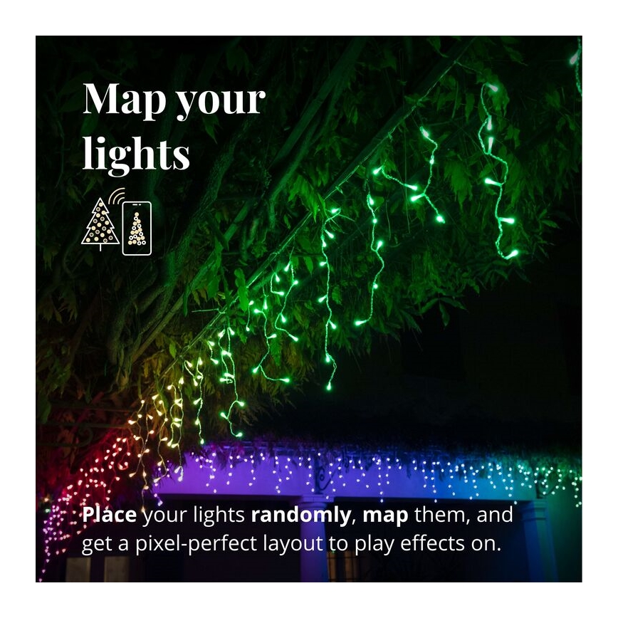 Twinkly - LED RGB Dæmpbar udendørs Lysgardin ICICLE 190xLED 11,5 m IP44 Wi-Fi