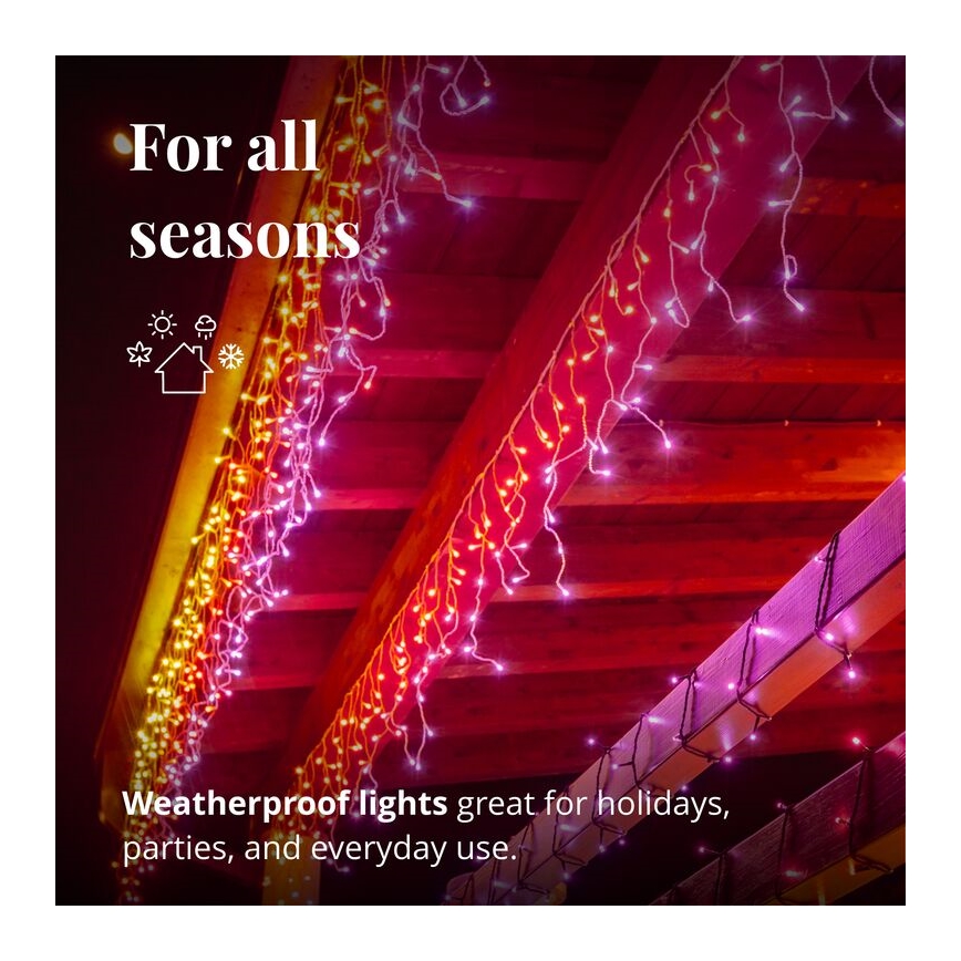 Twinkly - LED RGB Dæmpbar udendørs Lysgardin ICICLE 190xLED 11,5 m IP44 Wi-Fi