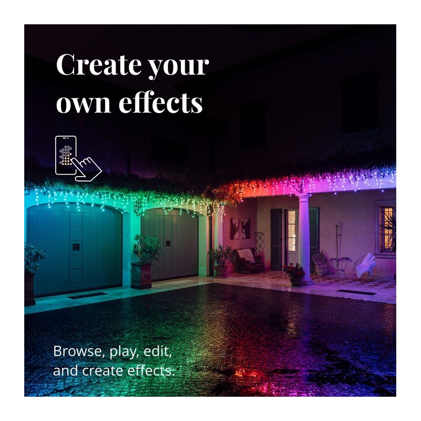 Twinkly - LED RGB Dæmpbar udendørs Lysgardin ICICLE 190xLED 11,5 m IP44 Wi-Fi